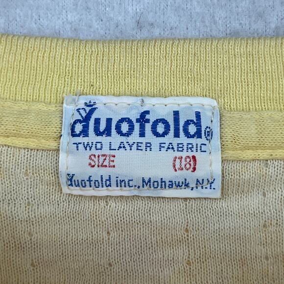 DUOFOLD Top Youth 18 2-Layer Baselayer Floral Thermal Wool Blend Yellow VTG - Picture 4 of 13